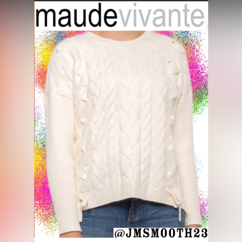 🛑CLEARANCE‼️ 🆕 Maude Vivante Gabriella classic cable knit Sweater Cream